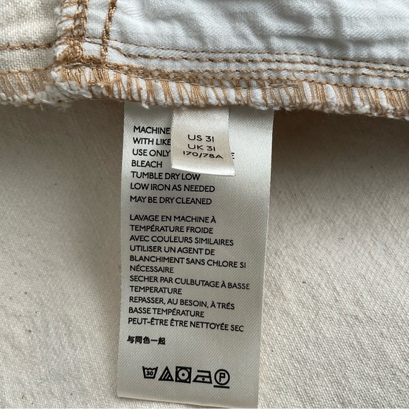 Free People We The Free Mom Jeans Sz 31 Ivory Retro Frayed Hem Pleated High Rise - Picture 11 of 12